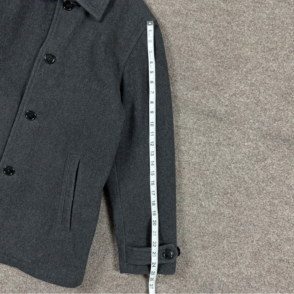 Gap Grey Wool Blend Single Breasted Short Overcoat Mens Small Preppy Quilt Lined